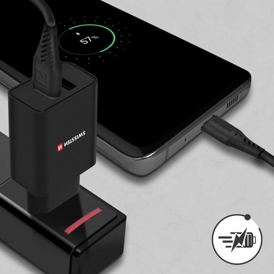 SWISSTEN  USB-Ladegerät + USB-C Kabel Swissten 