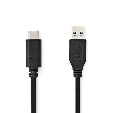 USB-Kabel | USB 3.2 Gen 2 | USB-A-Stecker | USB-C™-Stecker | 60 W | 10 Gbit/s | Vernickelt | 1,00m | Rund | PVC | Schwarz | Etikett
