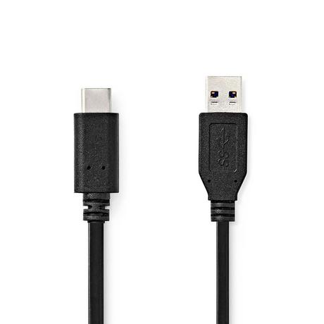Nedis  USB-Kabel | USB 3.2 Gen 2 | USB-A-Stecker | USB-C™-Stecker | 60 W | 10 Gbit/s | Vernickelt | 1,00m | Rund | PVC | Schwarz | Etikett 