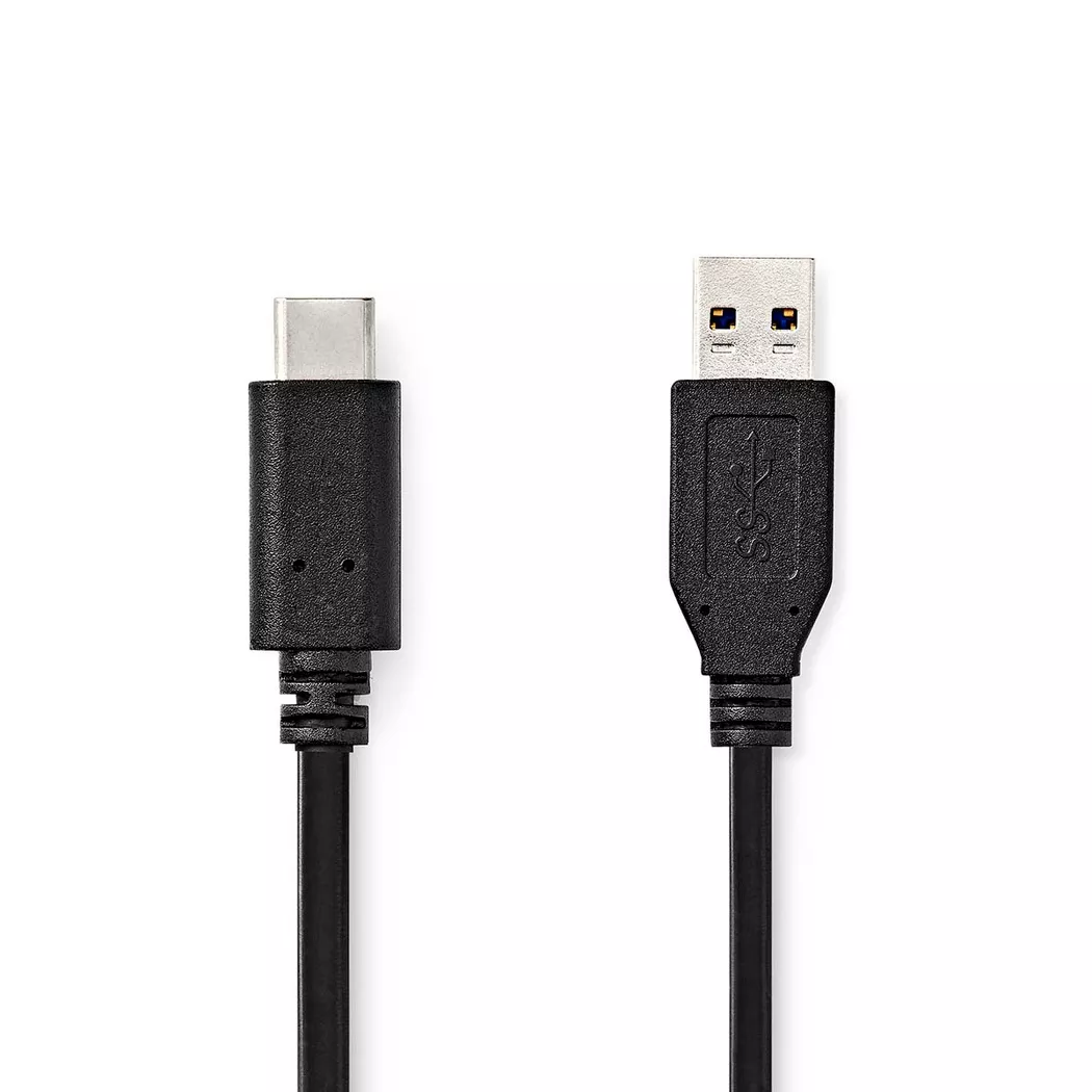 Nedis – USB-Kabel | USB 3.2 Gen 2 USB-A-Stecker USB-C™-Stecker 60 W 10 Gbit/s Vernickelt 1,00m Rund PVC Schwarz Etikett, Schwarz, One Size