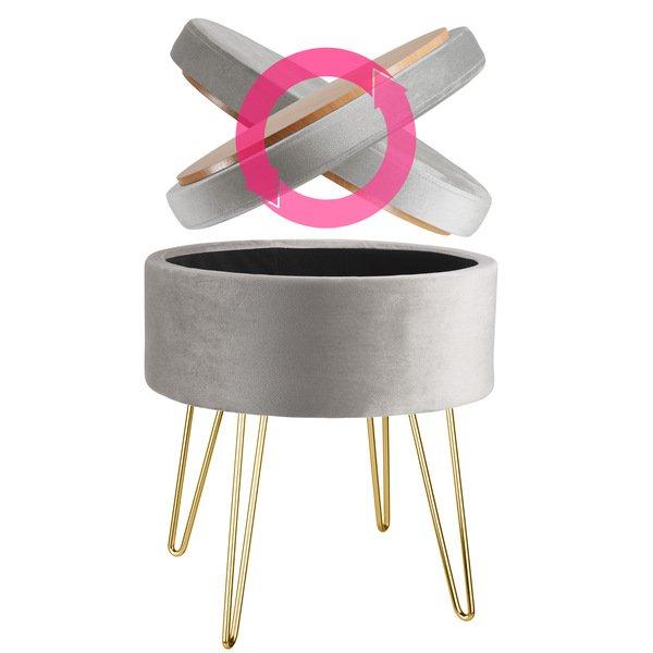 Tectake Sitzhocker Ava gepolstert in Samtoptik 300kg mit Stauraum  