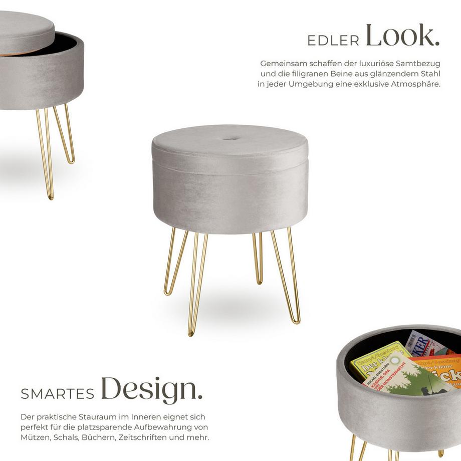 Tectake Sgabello contenitore Ava Rotondo  