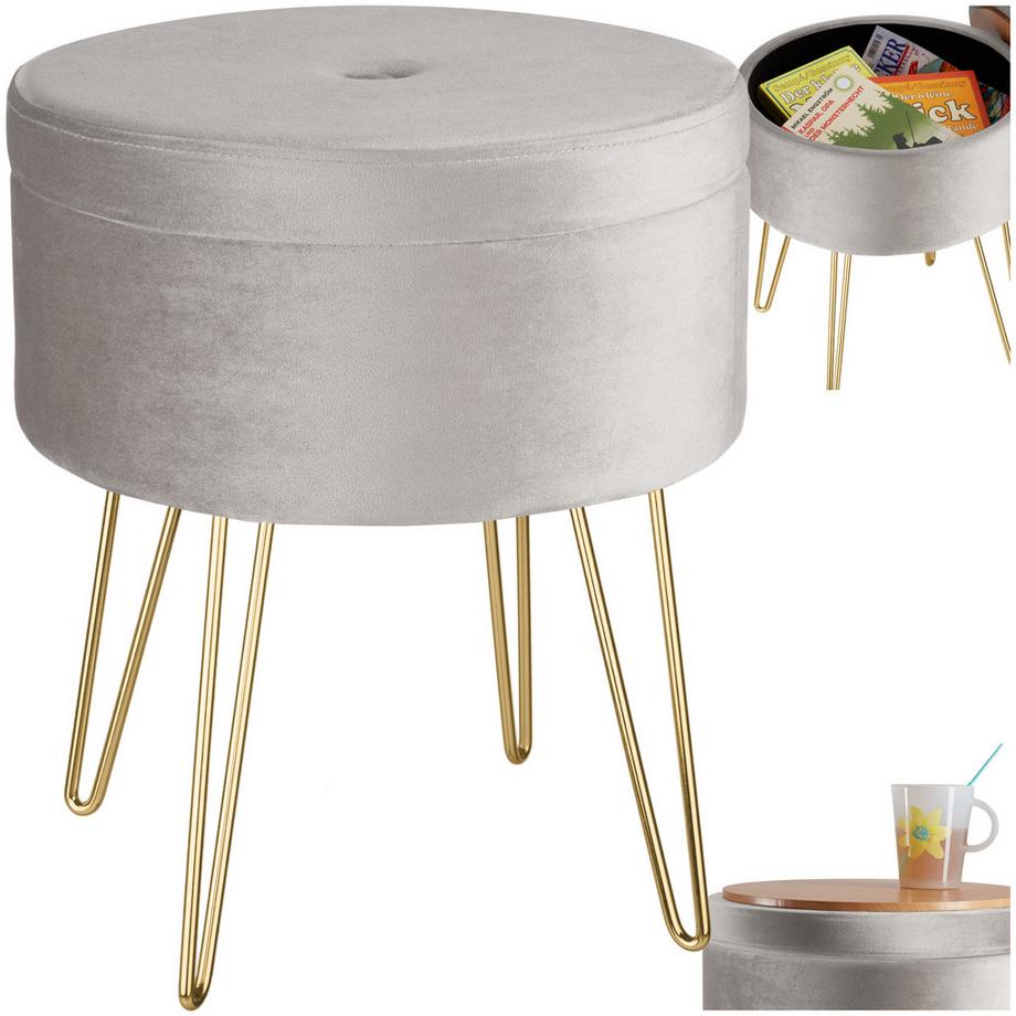 Tectake Sgabello contenitore Ava Rotondo  