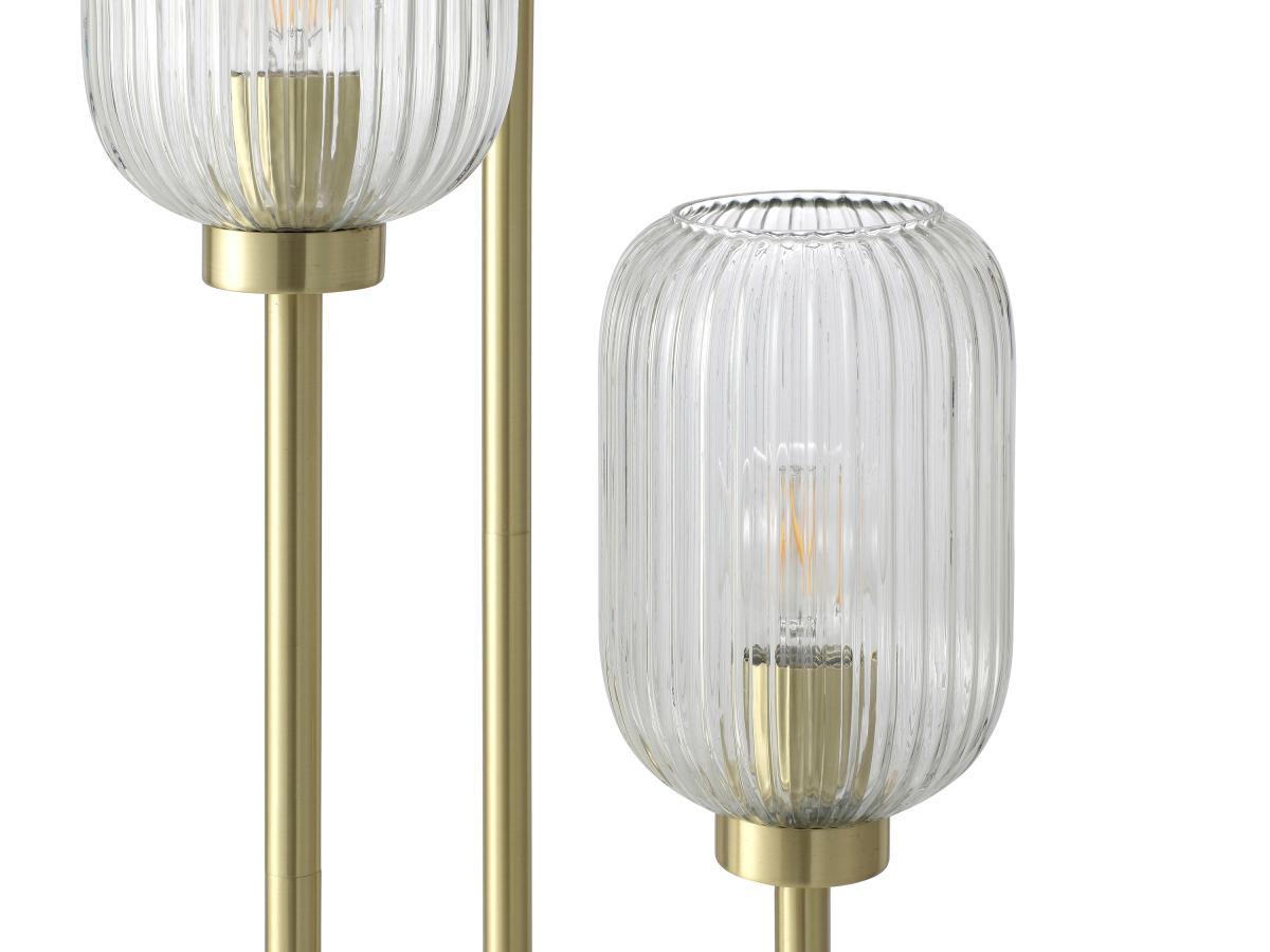 Vente-unique  Lampadaire vintage en métal et verre - 3 globes - D. 30 x H. 161 cm -  Doré - LOUXOR 