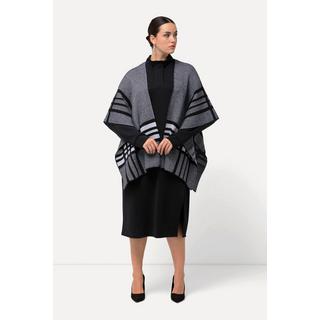 Ulla Popken  Strick-Poncho, XL-Karo, Oversized, Halbarm 