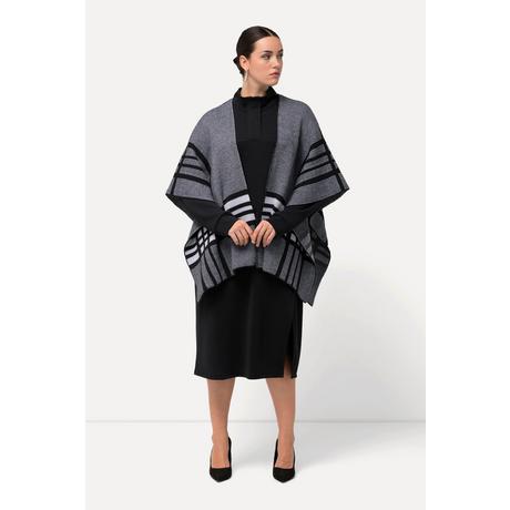 Ulla Popken  Strick-Poncho, XL-Karo, Oversized, Halbarm 