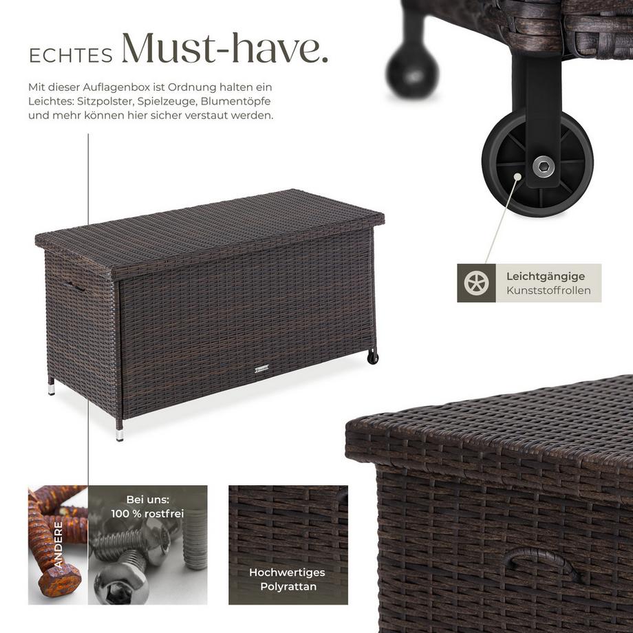 Tectake Auflagenbox Kiruna mit Kunststoffgeflecht  