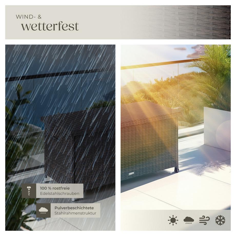 Tectake Auflagenbox Kiruna mit Kunststoffgeflecht  