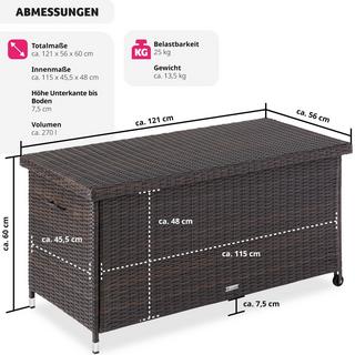 Tectake Box contenitore Kiruna con intreccio in plastica, 120x55x61,5cm, 270 L  