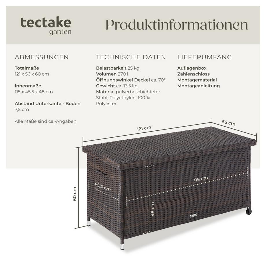 Tectake Box contenitore  Kiruna 270 l, con intreccio in rattan  
