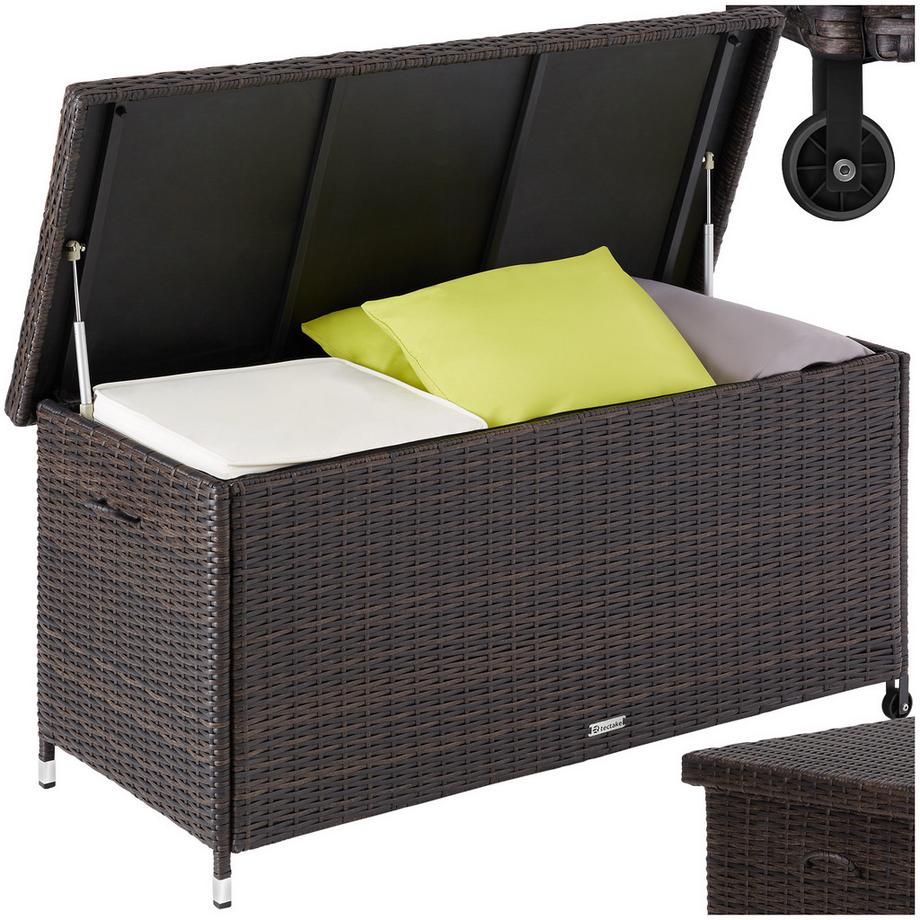 Tectake Auflagenbox Kiruna mit Kunststoffgeflecht  