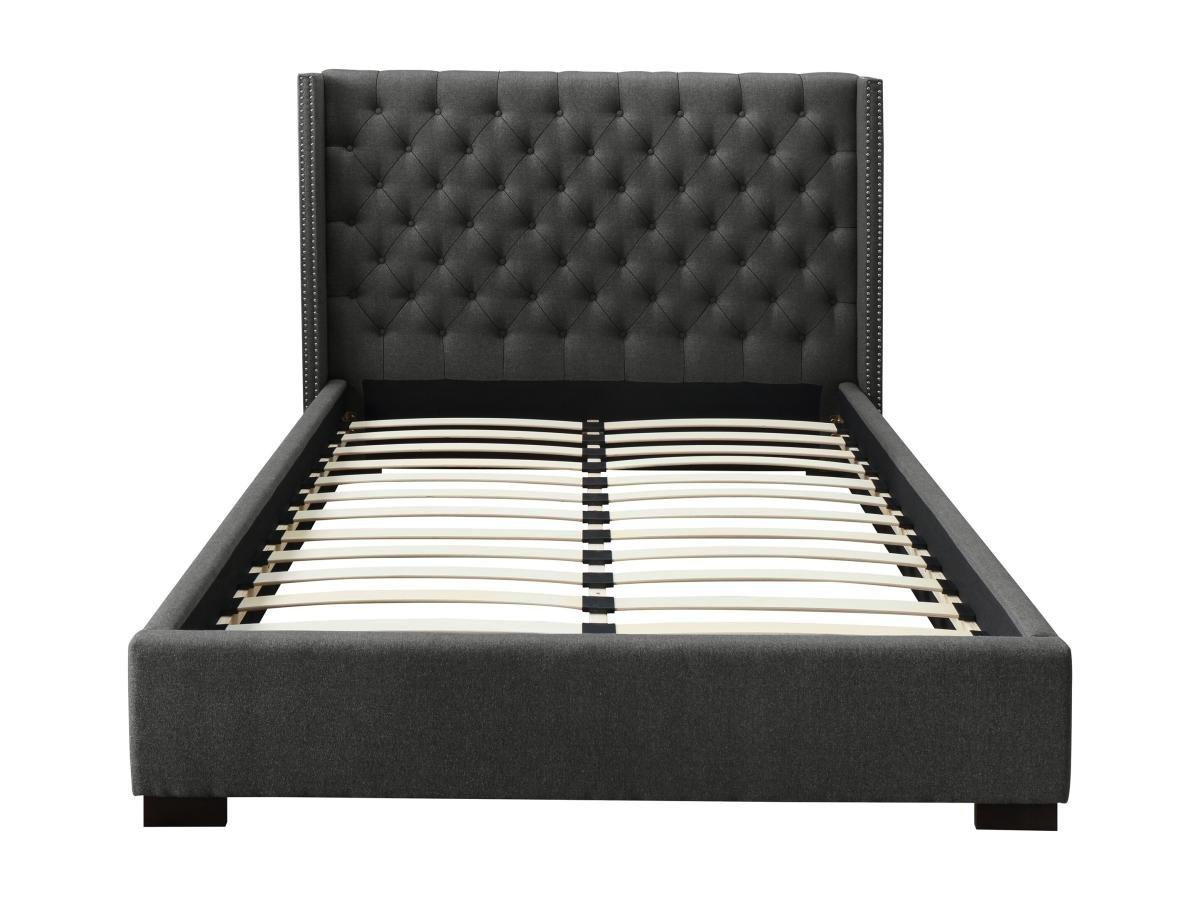 Vente-unique Letto con testata imbottita 160 x 200 cm Tessuto Grigio + Materasso - MASSIMO II  