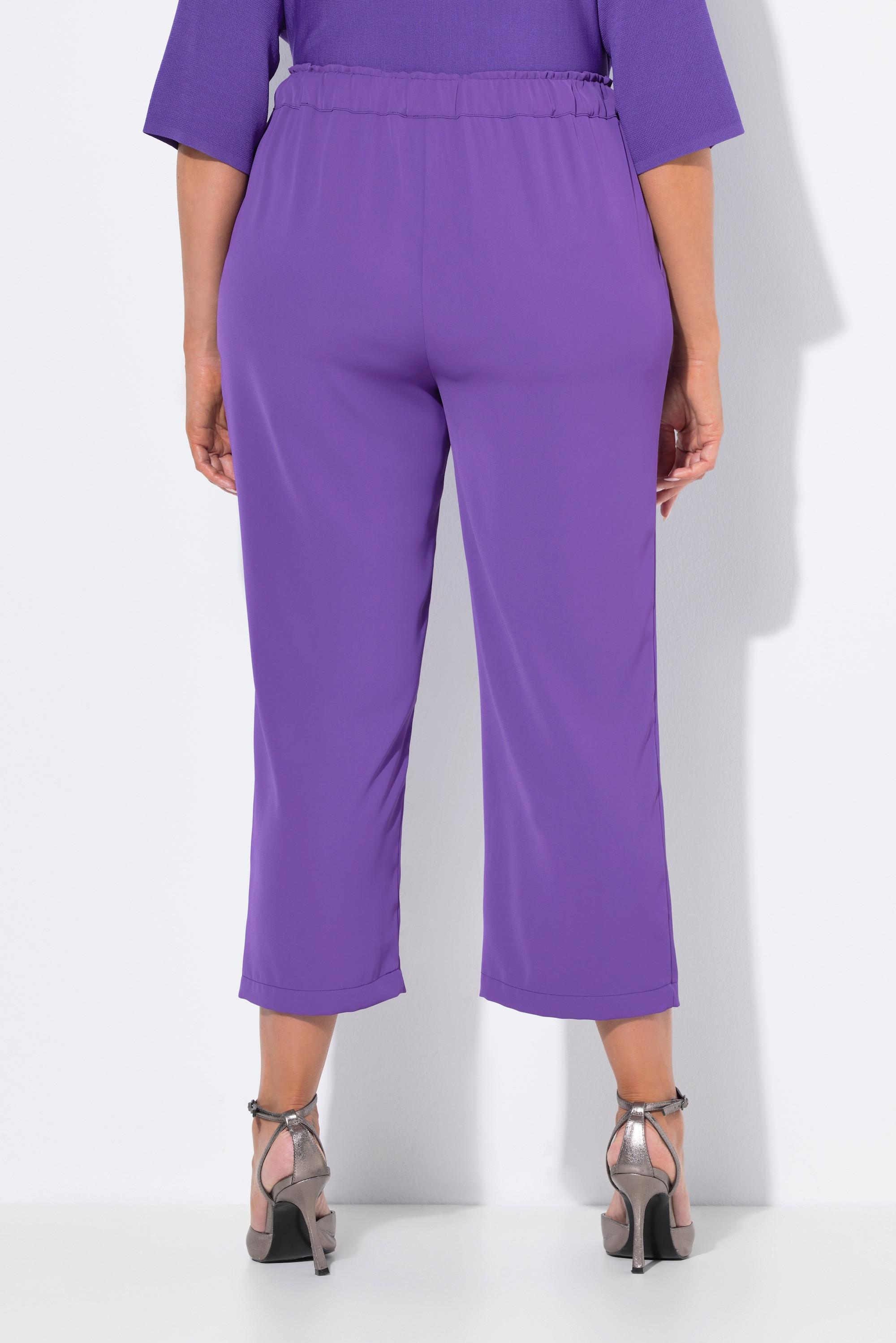 Ulla Popken 7/8 Straight Fit Hose Bügelfalten Elastikbund Bindeband  