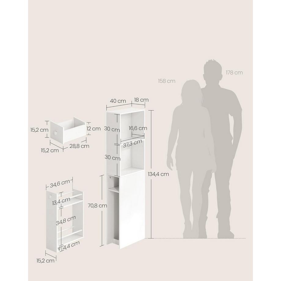 Songmics Armoire de salle de bain haute indépendante  