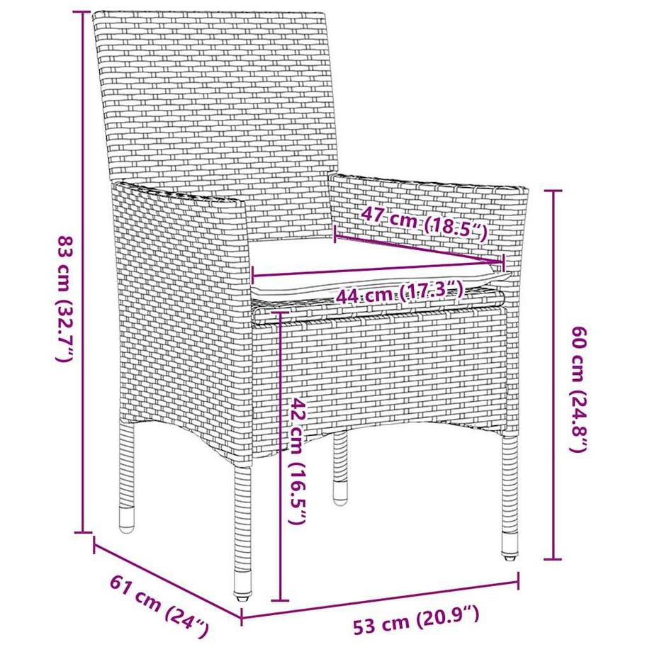 VidaXL Garten essgruppe poly-rattan  
