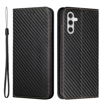 Galaxy A54 - Custodia flip look carbone