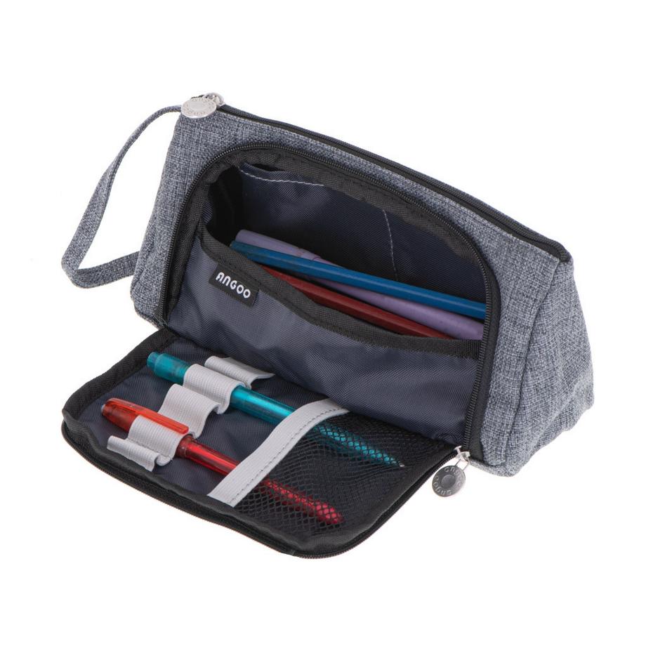 Pricenet  Trousse scolaire double sachet vanity case gris 