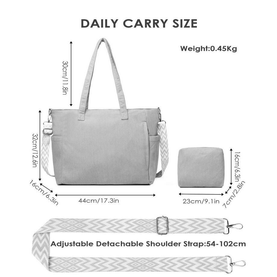 Only-bags.store Borsa a Spalla in Velluto a Coste con Tracolla Rimovibile  
