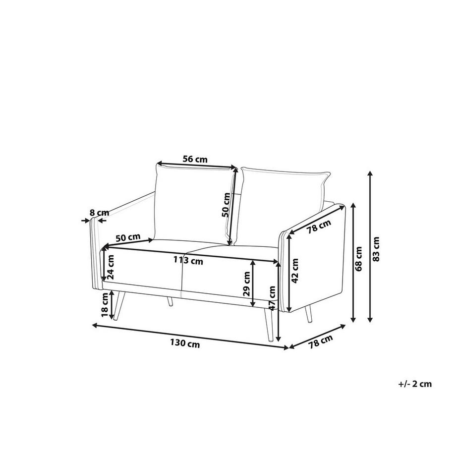 Beliani 2 Sitzer Sofa aus Samtstoff Glamourös MAURA  