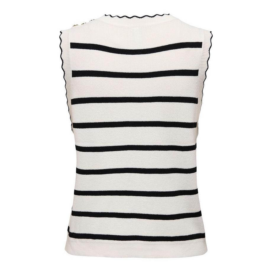 ONLY Pull rayé sans manches col en V  