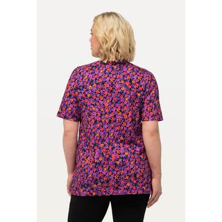 Ulla Popken  T-shirt long à manches courtes et col rond, avec motif 