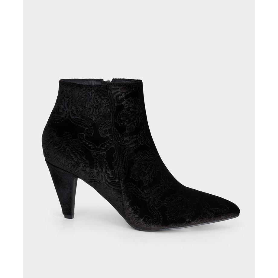 Samtstiefeletten mit geprägtem Muster