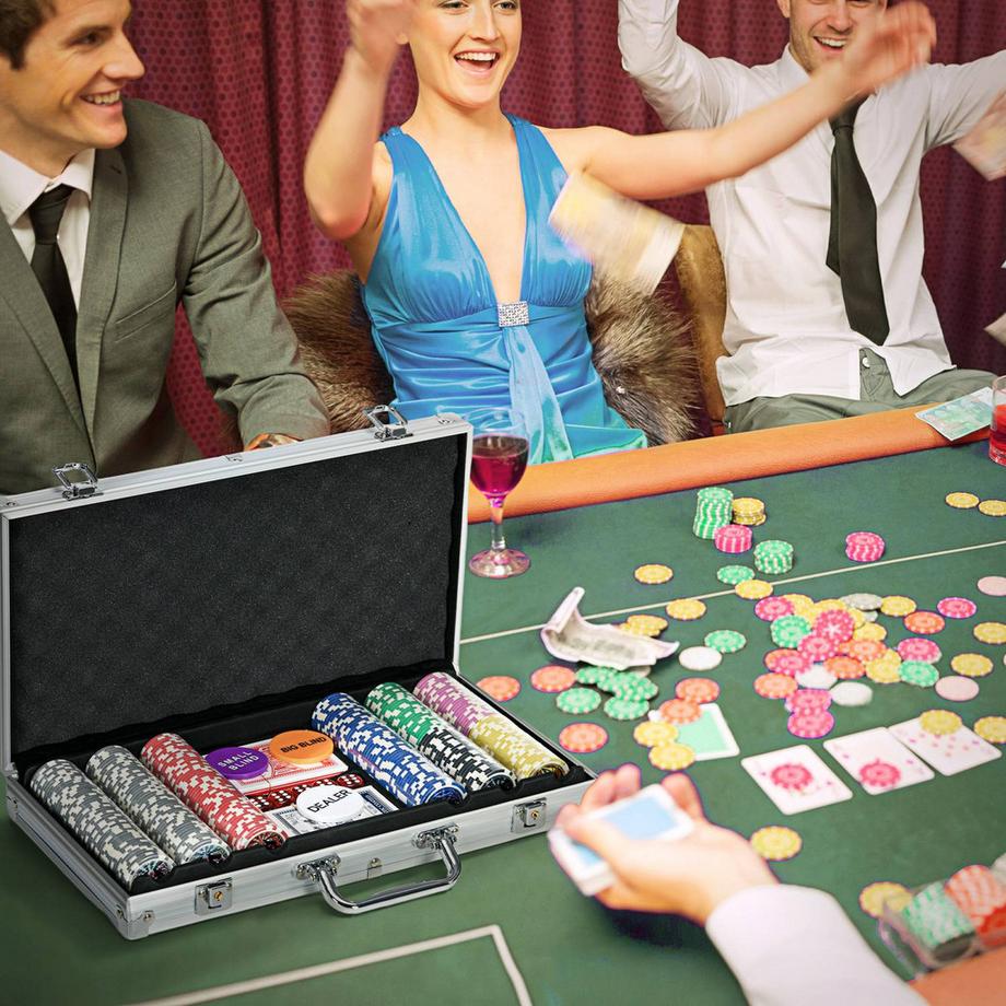 Northio  – Coffret De Poker, 300 Jetons, 11.5G, Ensemble Complet De Poker, Serrure, 2 Jeux, 5 Dés, Boutons Aveugles, Argent 