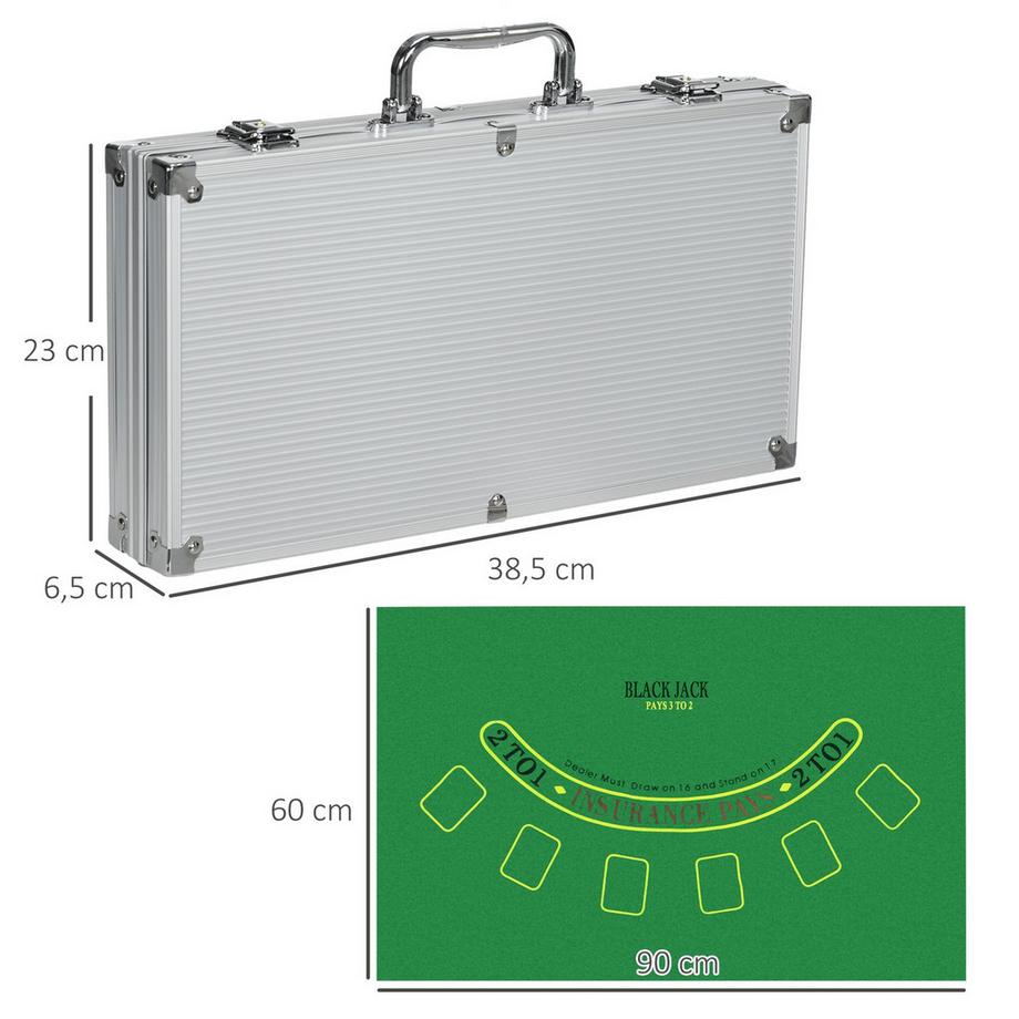 Northio  – Coffret De Poker, 300 Jetons, 11.5G, Ensemble Complet De Poker, Serrure, 2 Jeux, 5 Dés, Boutons Aveugles, Argent 