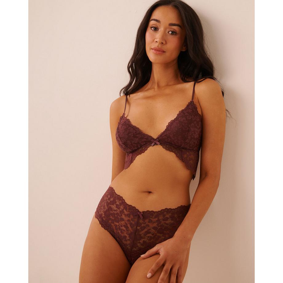La Vie En Rose Spitzen Set mit Leopardenmuster  