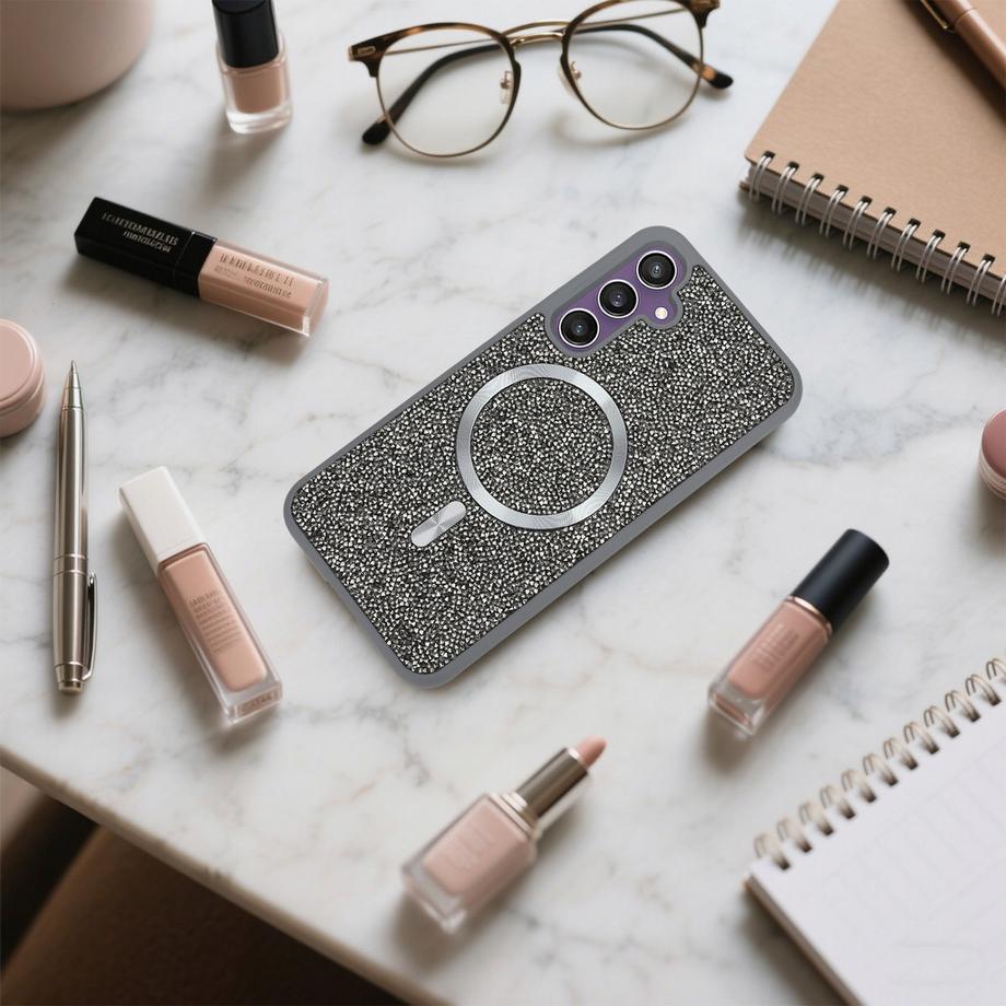 Cadorabo  Samsung Galaxy S23 FE Hülle kompatibel mit MagSafe Glitzer Diamant Design 