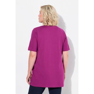 Ulla Popken  T-shirt en modal. Plis fantaisie, col rond et manches courtes. Coupe évasée. 