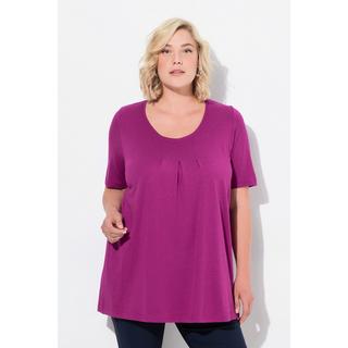 Ulla Popken  T-Shirt, Zierfalten, A-Linie, Rundhals, Halbarm, Modal 