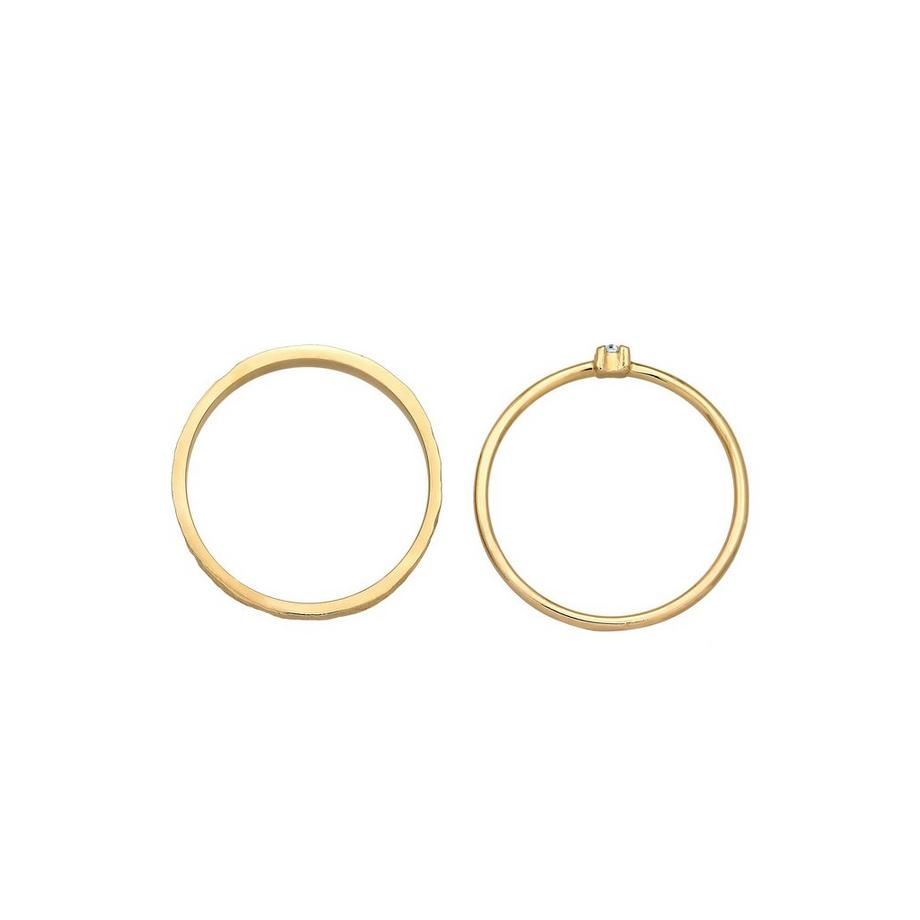 Elli  Ring Stapelring Kristall Solitär Bandring Set 