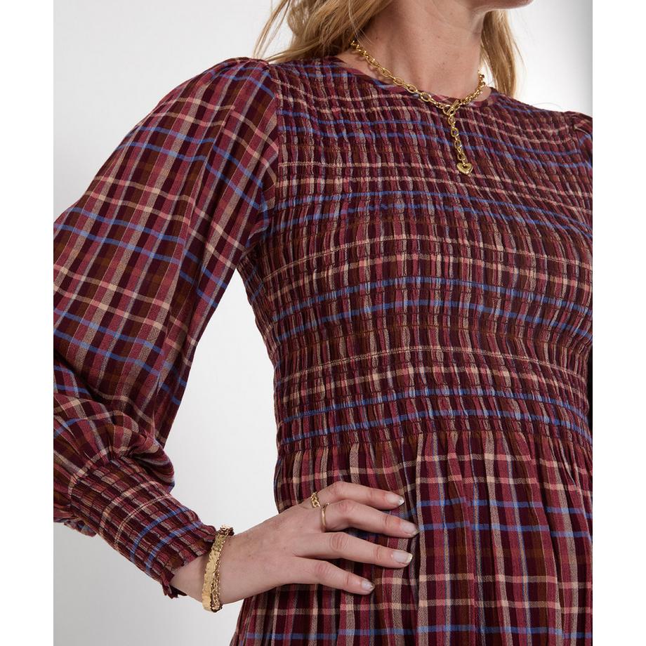 Joe Browns Blouse à Carreaux Matilda Smockée et Manches Ballon  