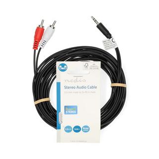 Nedis  Câble audio stéréo | 3,5 mm Hane | 2x RCA Hane | Nickelplaterad | 5,00 m | Rond | Svart | Label 