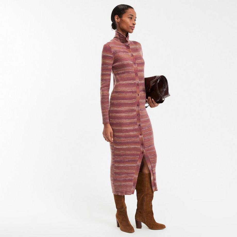 La Redoute Collections Gestreiftes Langarm Maxi Strickkleid  