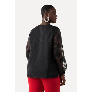 Ulla Popken Doppellagige V-Ausschnitt Langarm Bluse  