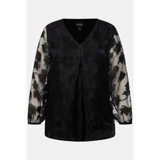 Ulla Popken Doppellagige V-Ausschnitt Langarm Bluse  