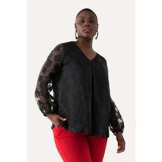 Ulla Popken Doppellagige V-Ausschnitt Langarm Bluse  