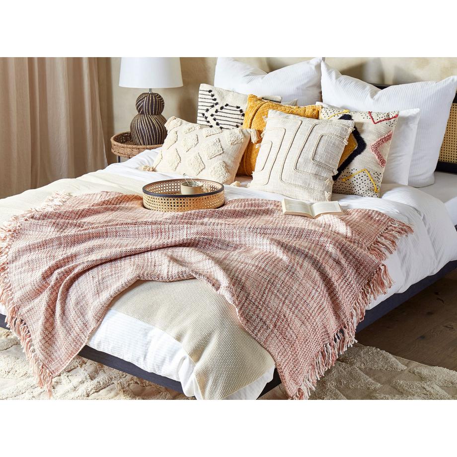 Beliani DEURALI Couverture Plaid Rétro à Carreaux en Acrylique  