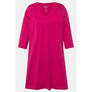 Ulla Popken  T-shirt long, silhouette en A, col V, manches 3/4 