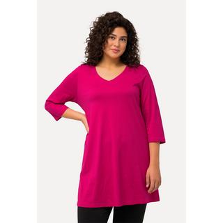 Ulla Popken  Maglia lunga con scollo a V, maniche a 3/4 e taglio svasato 