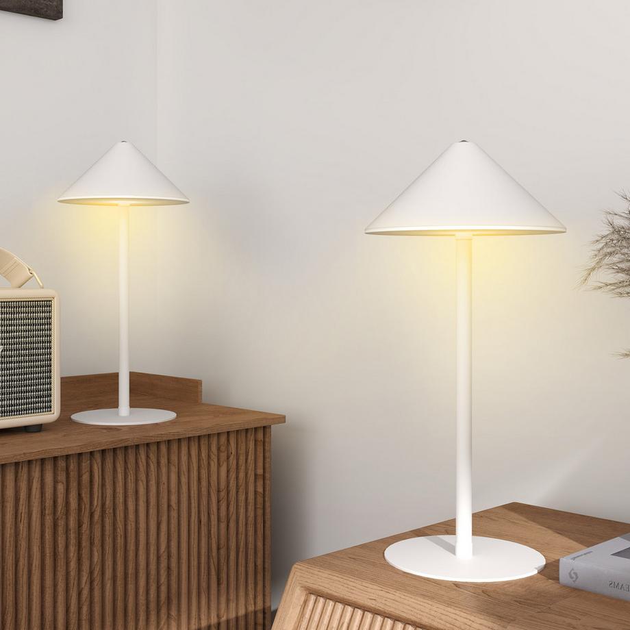 Northio Lampe de table Lot de 2 lampes de table avec 3 couleurs de lumière, lampe de chevet rechargeable USB A+C avec interrupteur tactile pour salon, chambre à coucher en métal, blanc |  