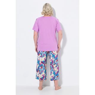 Ulla Popken Pigiama Stampa Pappagallo Scollo Tunica Mezza Manica  