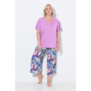 Ulla Popken Pigiama Stampa Pappagallo Scollo Tunica Mezza Manica  