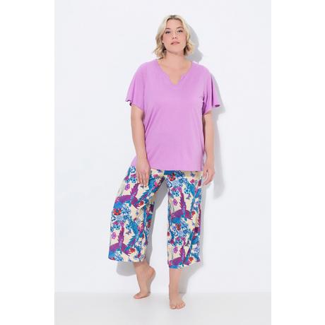 Ulla Popken Pigiama Stampa Pappagallo Scollo Tunica Mezza Manica  