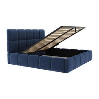 PASCAL MORABITO Bett mit Bettkasten - 140 x 190 cm - Strukturstoff - Blau + Matratze - DAMADO von Pascal Morabito  