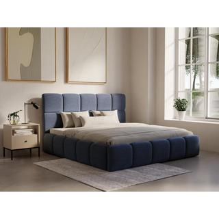 PASCAL MORABITO Lit coffre 140 x 190 cm - Tissu texturé - Bleu + Matelas - DAMADO de Pascal Morabito  