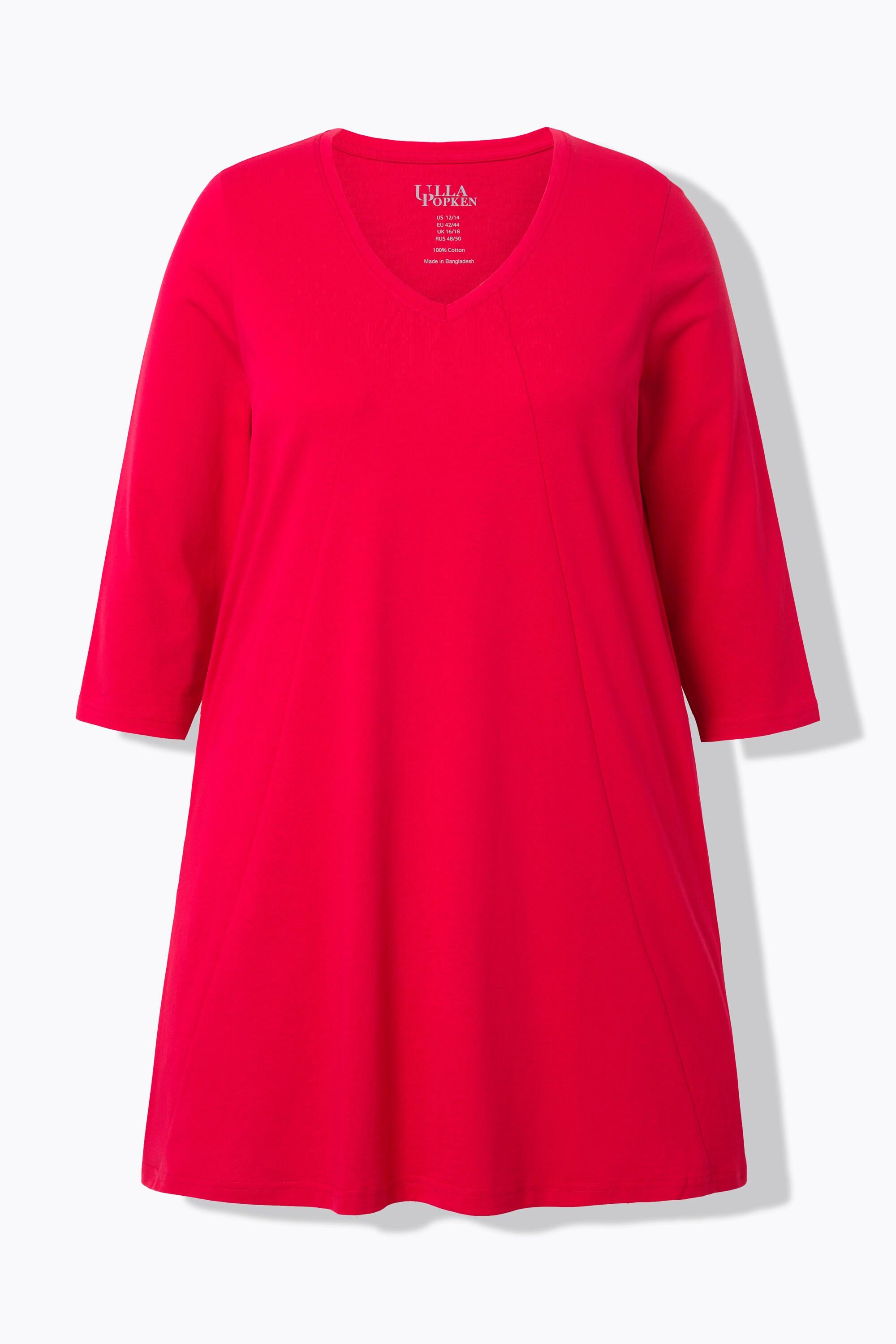 Ulla Popken  Longshirt, Ziernähte, A-Linie, V-Ausschnitt, 3/4-Arm 