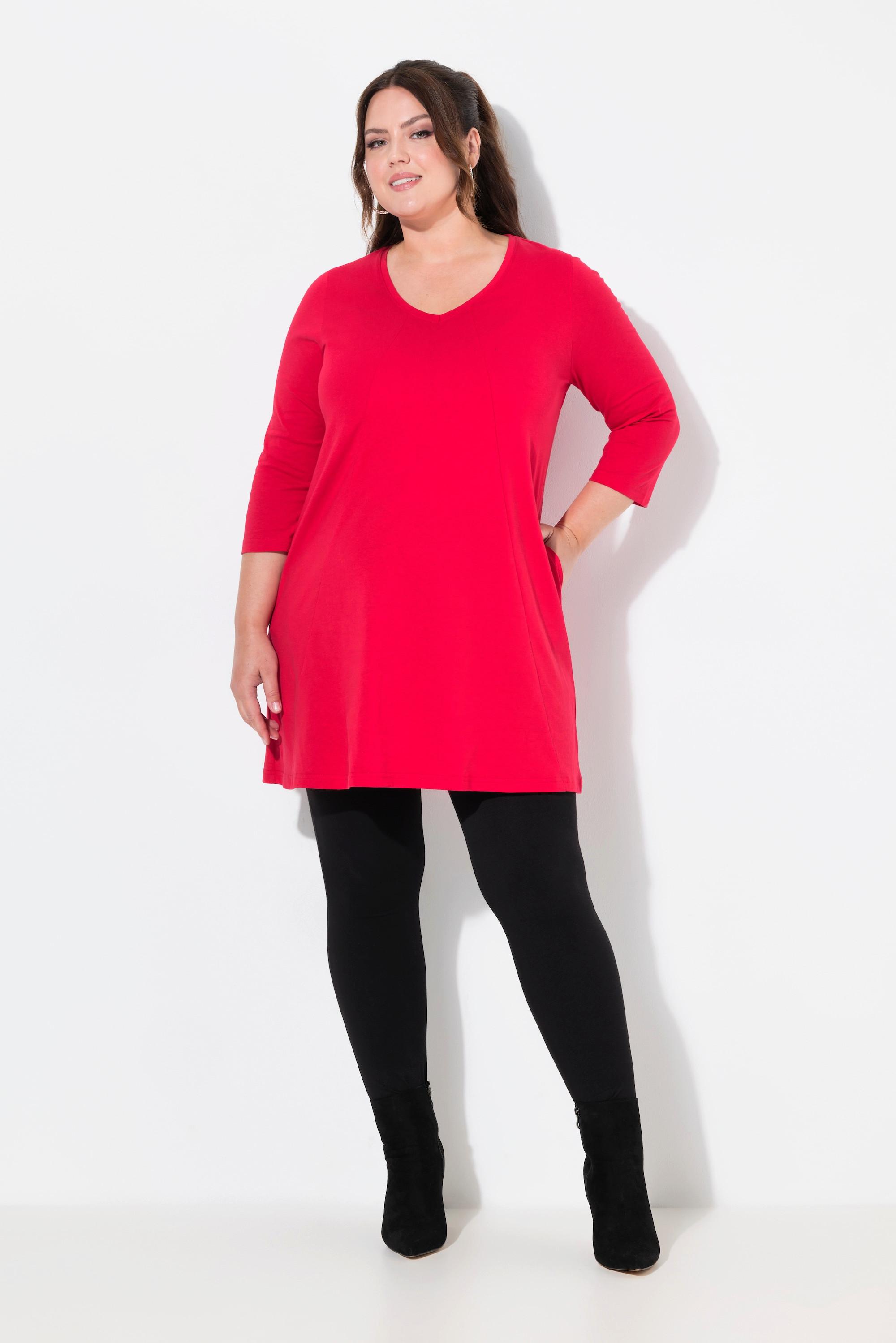 Ulla Popken  Longshirt, Ziernähte, A-Linie, V-Ausschnitt, 3/4-Arm 